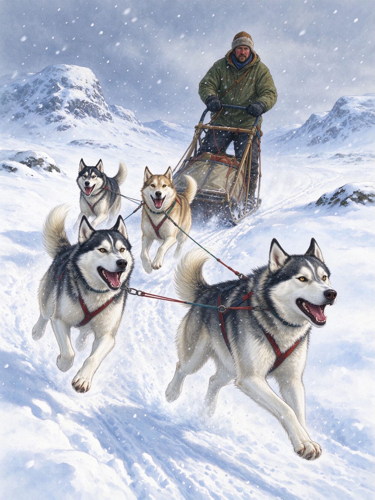 功勋犬与工作犬 雪橇犬：冰原上的极寒运输工