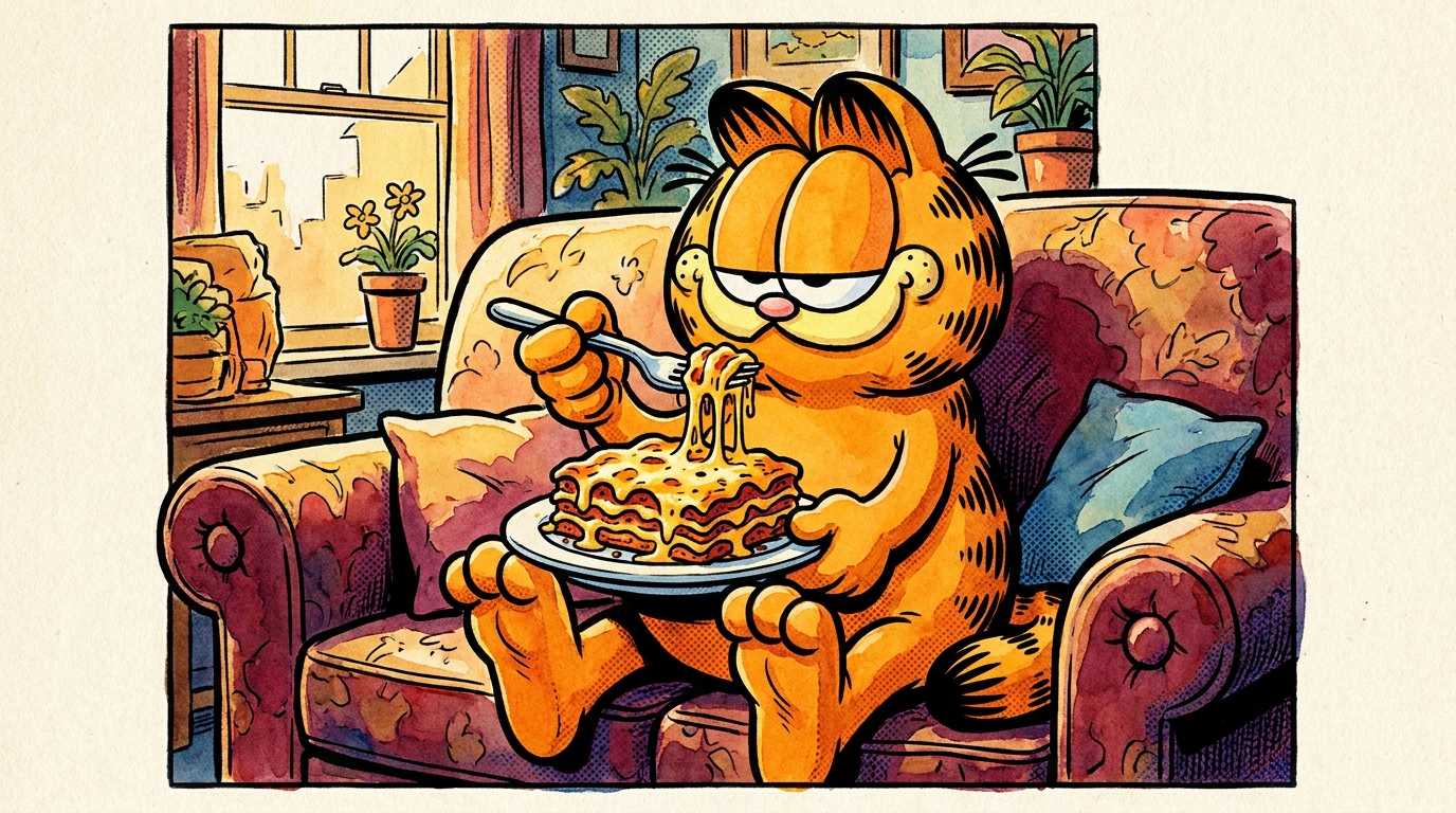 猫的银幕传奇 加菲猫 50 年：一只橘色肥猫与猪肉卷哲学